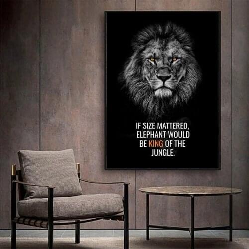Lion Animal Canvas Poster Motivational Quotes Wall Art Print Painting Nordic Style Decorative Picture Modern Home Room Decor