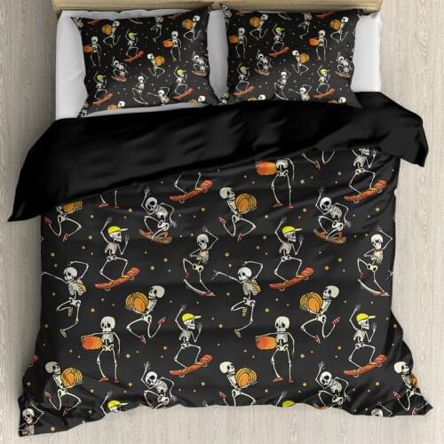 Gothic Skull Bedding Set Comforter Sets Home Textile with Pillowcase Halloween Skeleton Queen/King Size Duvet Cover Bedclothes