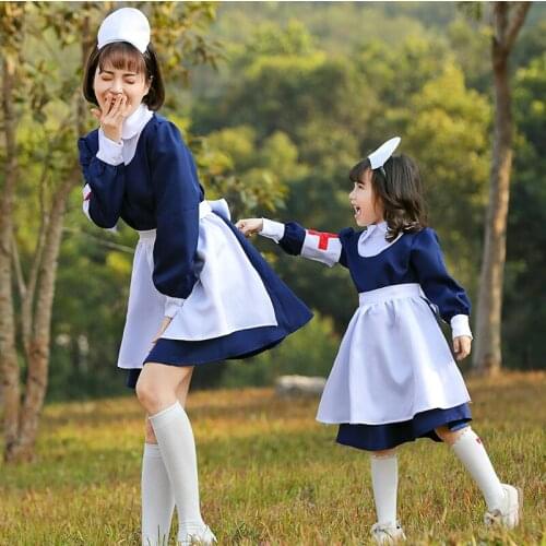 Halloween Blue Nurse Cosplay Cosplay Costume Adult Children Japanese Maid Waiter Service Halloween Costume