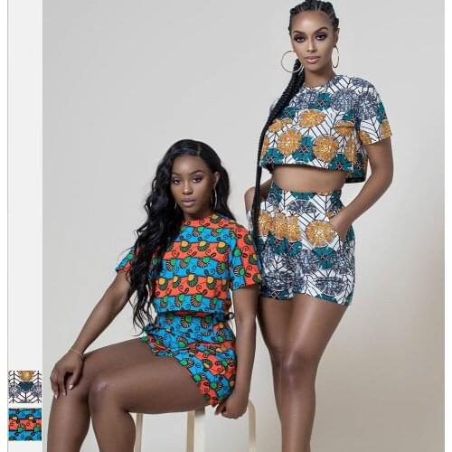 2020 Summer African Clothes Ankara Style Ladies African sets for Women Fashion Clothing Top and pant african clothes