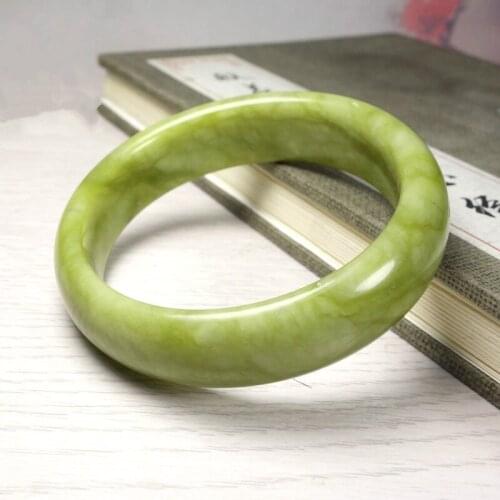 Natural Green Jade Bangle Bracelet Genuine Hand-Carved Fine Charm Jewelry Fashion Accessories Amulet for Men Women Gifts