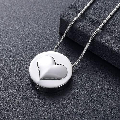 Love Heart Memorial Urn Necklace For Ashes Stainless Steel Cremation Ashes Pendant Keepsake Jewelry For Women Men