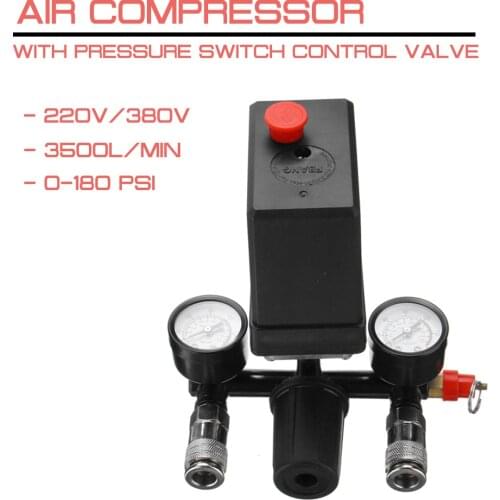 240V/380V Switch AC Regulator Heavy Duty Air Compressor Pump Air Pump Control Valve 7.25-125 PSI with Gauge Pressure Control