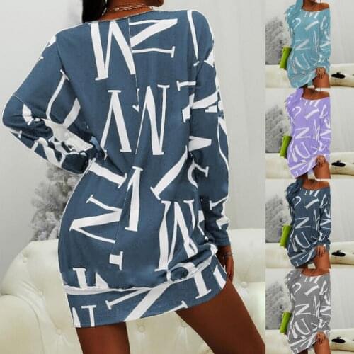 Sexy One Shoulder Satin Midi Dresses Women Elegant Women Dress Letters Print Loose Streetwear Long Sleeve O Neck Dress for Party