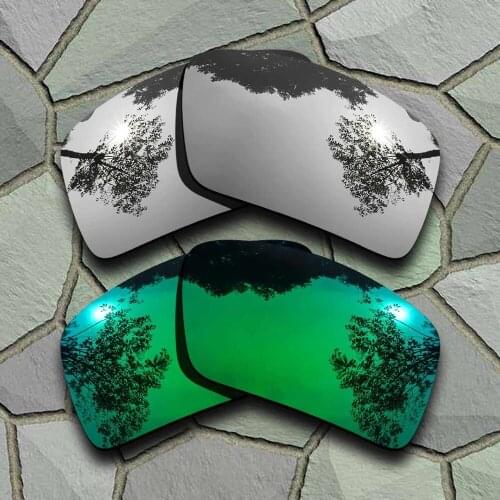 Chrome&Jade Green Sunglasses Polarized Replacement Lenses for Oakley Eyepatch 2
