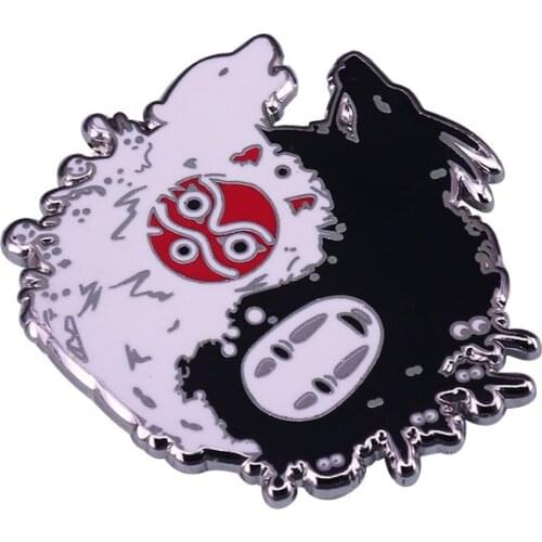 Princess Mononoke & No Face Yin Yang Badge A concept of dualism captured with a Ghibli design
