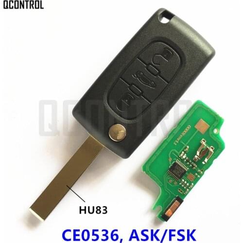 QCONTROL Car Remote Key for PEUGEOT 207 208 307 308 408 Partner Keyless Entry (CE0536 ASK/FSK, 3 Buttons HU83 Blade)