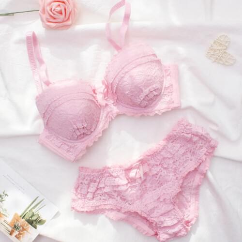 French Super Sexy Bra and Panty Set Cute Lolita Lingerie Plus Size Women Underwear Intimates Winter Cotton Bralette Woman 2020