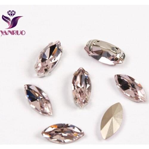 YNARUO 4200 Navette Light Rose Pointbac Fancy Crystals Rhinestones Glass All for Handiwork Sewing Accessories for Clothes
