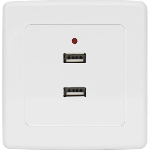 KEKA Dual USB Wall Socket Charger AC/DC Power Adapter Plug Outlet Plate Panel 220V To 5V White Safe 2 Ports Electrical Sockets