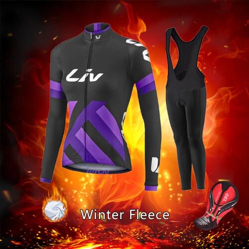 Women Winter Thermal Fleece Road Bike Clothing 2021 LIV Cycling Jersey Set Warm Suit Female Bicycle Clothes MTB Dress Cycle Kit