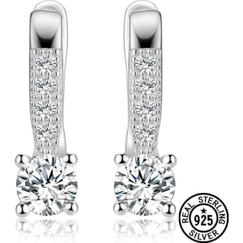 925 Sterling Silver Earrings For Women Cystal Zircon Classic Clip Earrings Love Anniversary Gifts Delicate Fine Jewelry