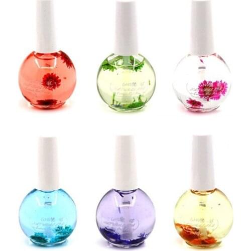 1PC 15/3ml Nail Cuticle Oil Transparent Nail Art Dry Flower Nutrient Oil Finger Natural Fragrance Protective Oil Random Color