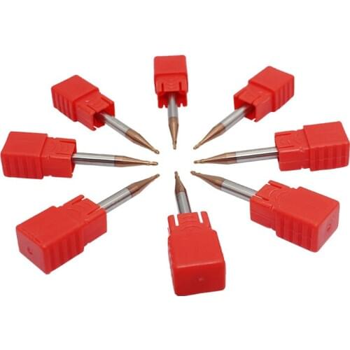 1pc Ball Nose Mill 1mm 1.5mm 2mm 2.5mm 3mm 4mm 5mm 6mm 8mm 10mm 12mm HRC60 2F-R0.5XD1X50L Ball-end spiral milling cutter