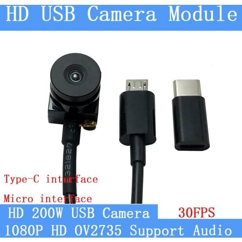 2MP Zero distortion 90° Type-c Android Interface camera 1080P Full Hd MJPEG 30FPS High Speed Linux UVC Mini USB Camera Module