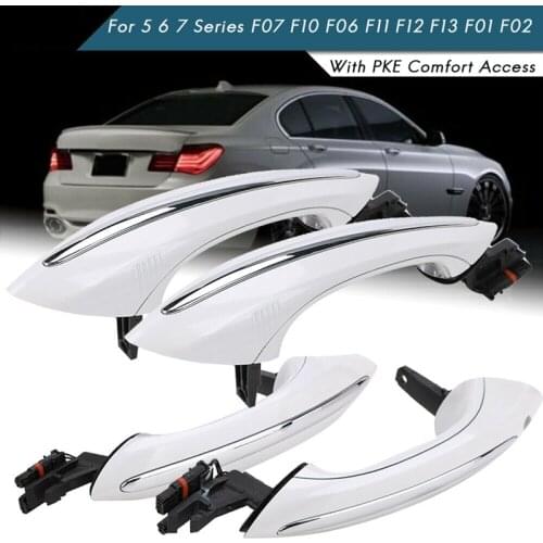 4X White Outer Outside Exterior Comfort Access Door Handle Set For-BMW 5 6 7 Series F07 F10 F11 F06 F12 F13 F01 F02 F03