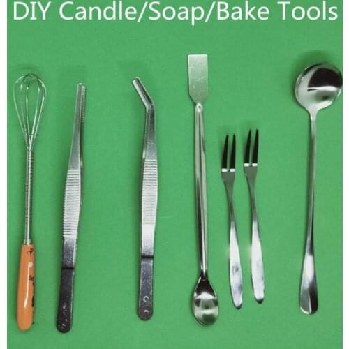 DIY Accessories Tools for Soap/Candle Making Stainless Steel Forcep Tweezers Fork Spoon as Scraper Stirring Rod Handmade Tools