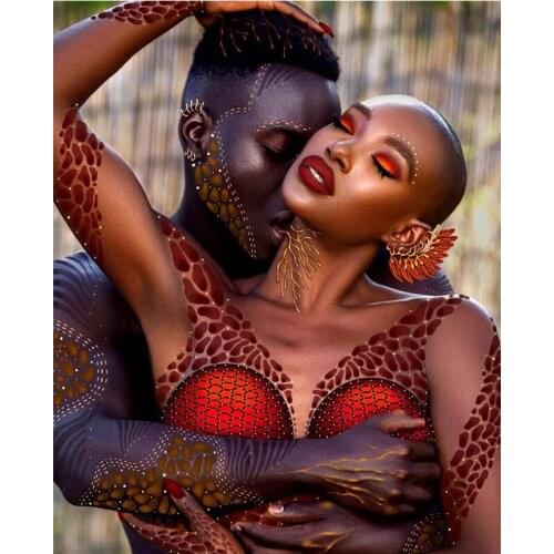 5D Loveer African American Kiss Full Square Diamond Painting cross stitch kits art adult 3D paint by diamonds