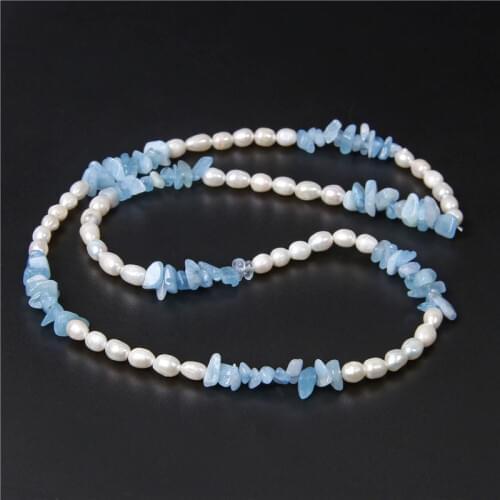 Gravel Stone Chip Necklaces Natural Oval Pearl Chockers Aquamarines Necklace Turquoises Opal Pink Chains for Women Jewelry Gifts