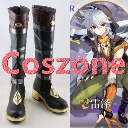 Genshin Impact Razor Black Cosplay Shoes Boots Halloween Carnival Cosplay Costume Accessories