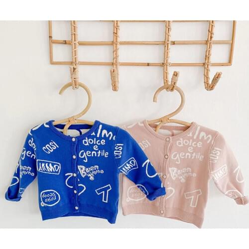 0-3Y Baby Boys Girls Coats Autumn Winter New Baby Graffiti Coats Kids Sweet Long Sleeve Knitted Coat Toddler Winter Clothes