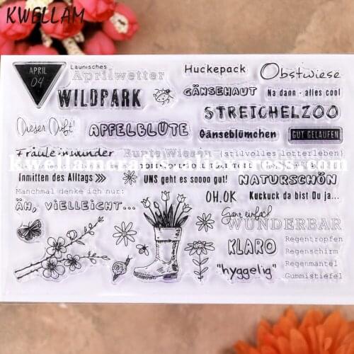 German WILDPARK Flowers Scrapbook photo cards rubber stamp clear stamp transparent stamp KW9112608