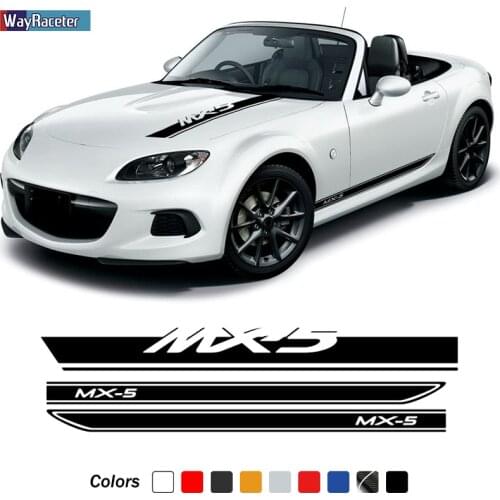 Racing Sport Car Hood Decal Bonnet Body Kit Side Stripes Skirt Sticker For Mazda MX5 NA NB NC ND Accessories