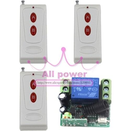 Hot Sales RF Wireless Remote Switch Control 12V 1Channels (4 Relays)1 Receiver & 3Transmitters Toggle /Latched /Momentary