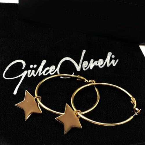 GULCE DERELI, STAR EARRINGS, HOOP EARRINGS, CHARM EARRINGS, GIFT BOX, GOLD/SILVER PLATED