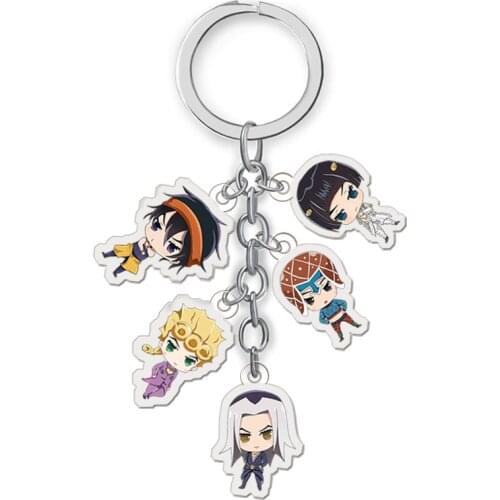 JoJos Bizarre Adventure Acrylic Keychain 10 Sets/Lot Anime Keyring Cartoon Pendant Toy Gift