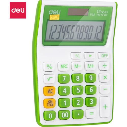 Deli E1122 Pocket Calculator universal programmer Battery & Solar Dual power desk offcie electronic accessories