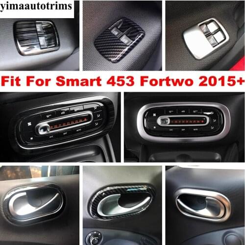 Window Lift Glass Switch Button / Air Conditional Panel / Handle Bowl Stainless Steel Cover Trim For Smart 453 Fortwo 2015 -2020