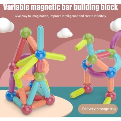 25/36/42/64 Pcs Magnet Toy Bars Magnetic Building Blocks Construction Toys Montessori Educational Toys For Children Boy Girl