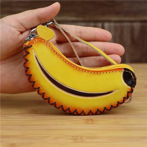 Leather banana coin purse fruit yellow key bag lipstick bag coin bag hand bag fashion gift three-dimensional bag