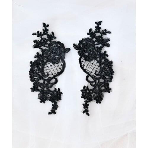1pair Lace applique flower sequin Car bone silver wire Handmade DIY wedding dress with wedding shoes fabric Decoration materials