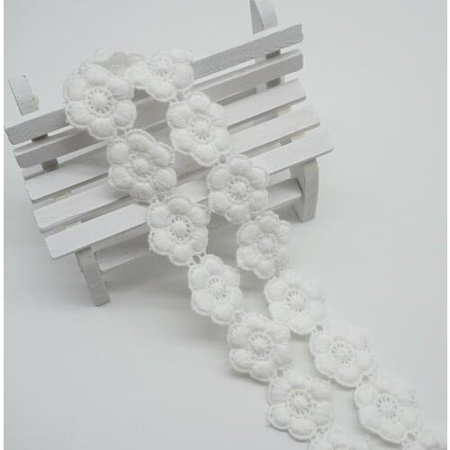 Cusack 2 yards 2.2 cm Cream Flower Lace Trims Ribbon Cotton for Costume Trimmings Applique DIY Crafts Sewing Lace Fabric