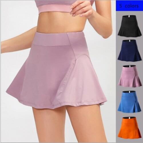 Summer Mini Skirts Sports Tennis yoga Skorts Fitness Short Skirt Badmintonbreathable Quick drying WomenSport Anti Exposure Skirt