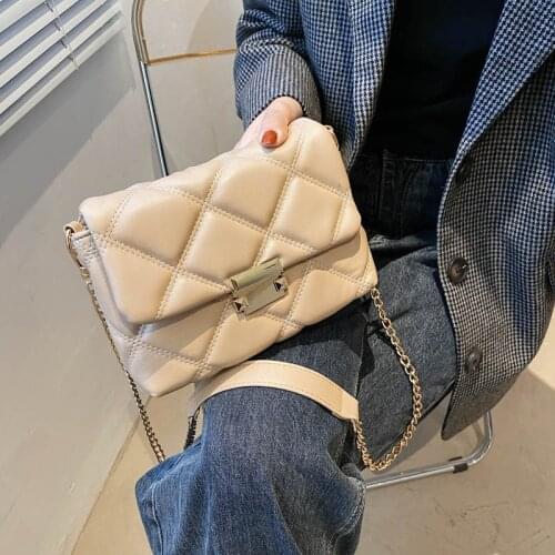 Fashion Pu Leather Chain Crossbody Bags 2021 Womens Brand Female Small Quilted Shoulder Bag Plaid Females Bag Women Handbags