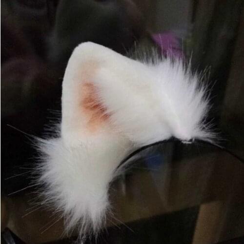 New Hand Made Work Snow Fox Wolf Ears Hairhoop Hairbands Cosplay DIY Headwear For Costume Accessories