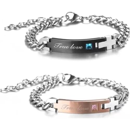 Personalize Custom Lovers Name Couple Bracelet For Women Men Gift Jewelry Stainless Steel Adjustable Chain Puzzle Bracelets