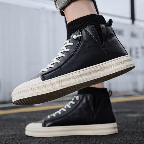 Causal men high boots hightop leisure wear fashion sport boot for casual sneakers sneaker shoes loafers vintage High black man