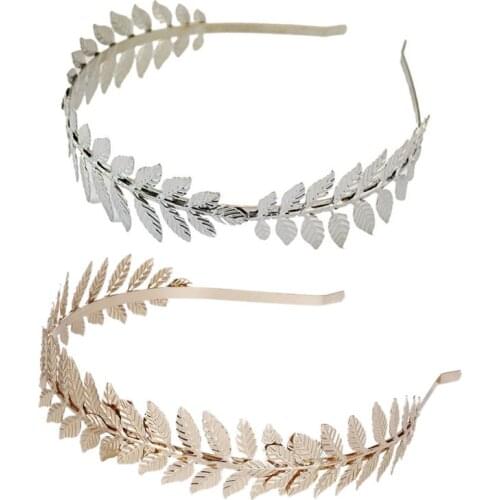 European Greek Goddess Headband Metallic Leaves Branch Crown Hair Band Wedding Bridal Tiara Shimmer Hair Accessories