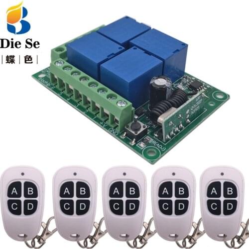 DC 12V 10A 4CH Remote Control Switch Wireless Receiver Relay Module for rf 433MHz Remote Garage Lighting Electric Curtain Switch