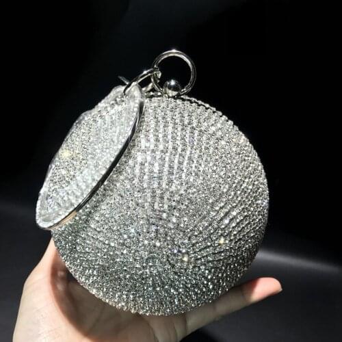 Rhinestone Round Ball Handbag Women New Cute Dinner Evening Bags Clutch Creative Design Small Shoulder Bag And Party Clutchs