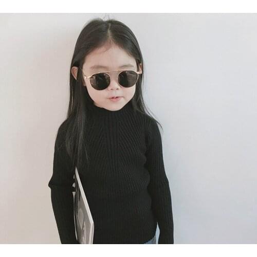 Baby Girls Ribbed Sweater 2021 Girl Sweaters Solid Candy Color Kids Sweaters Autumn New Knitted Kids Clothing Girls Pullover 1-7