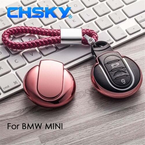 CHSKY Car Styling TPU Car Key Case Shell Weave Key Chain For BMW MINI Cooper S R50 R53 F54 Car key Cover Case Car Accessories