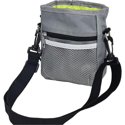 Training Bag Can Easily Carry Toys And Kibbles Food For Rewarding Walking Tranin Has A Built In Poop Bag Dispenser Gray-ABUX