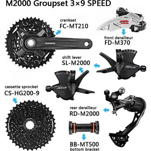 Bicycle Derailleur Groupset 9S/27S Groupset Shift Lever Cassette Sprocket Crankset Freewheel 7kits Bicycle Rear Derailleur