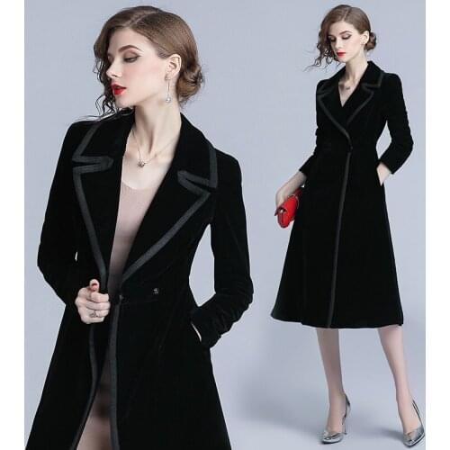 Vintage Windbreaker Notched Collar Wrap Black Velvet Maxi Coat Thick Warm Long Trench Coat Women 2020 New Autumn Winter Outwear