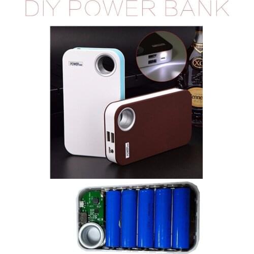 Power bank diy 2a case 5*18650 Power Bank Battery Box with lighting Mobile Charger DIY Shell Case For iphone6 Plus S6 xiaomi